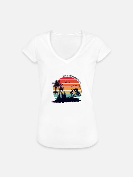Malibu Sommer - Frauen Vintage T-Shirt - Weiß