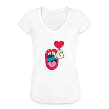 Liefde Vrede Hart - Vrouwen Vintage T-shirt - wit - Voor