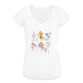 Botanische Wildblumen - Frauen Vintage T-Shirt - Weiß - Vorne