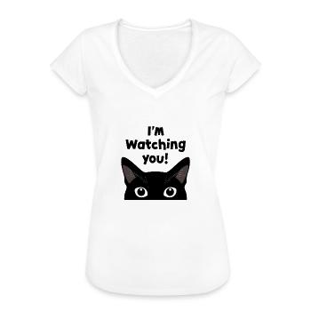 Schwarze Katze Geschenk - Lustig und einzigartig - Frauen Vintage T-Shirt - Weiß - Vorne