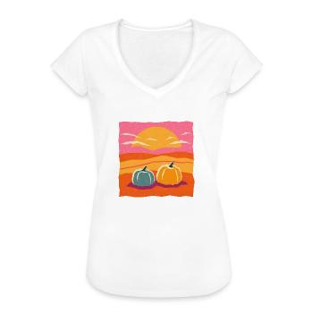 Kürbis - Frauen Vintage T-Shirt - Weiß - Vorne