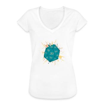 W20 Würfel Splash Türkis Gelb Orange D20 Pen - Frauen Vintage T-Shirt - Weiß - Vorne