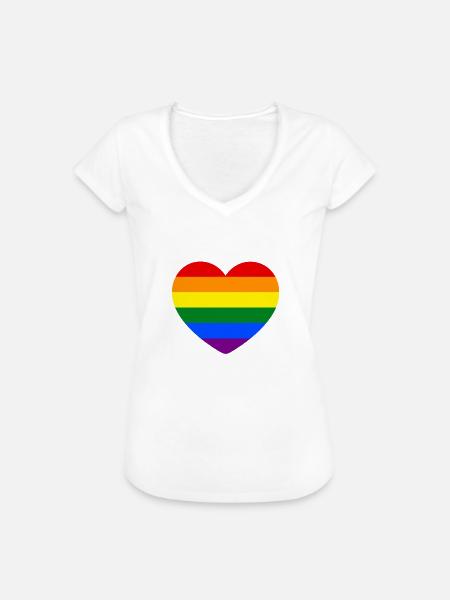 Regenbogenherz - Frauen Vintage T-Shirt - Weiß