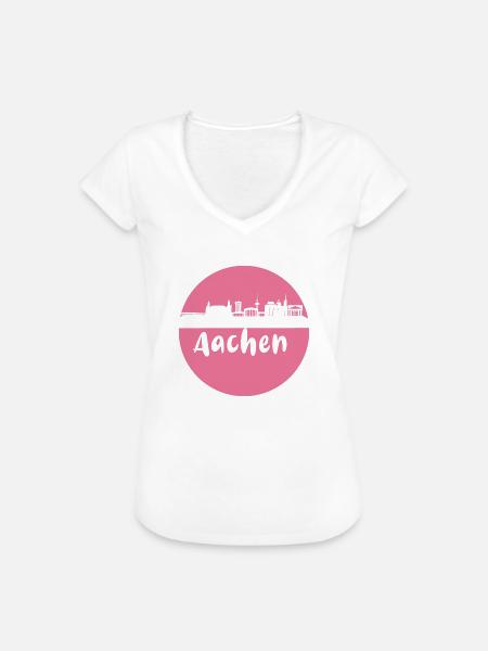 scherenschnitt,aachen,rosa,stadt,skyline - Frauen Vintage T-Shirt - Weiß