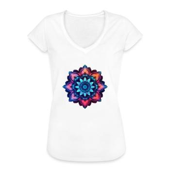Mandala bunte Blume Neon - Frauen Vintage T-Shirt - Weiß - Vorne