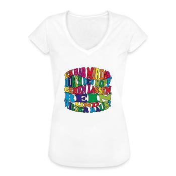 witziges Nicht-Nachdenken-Design / lustige Sprüche - Frauen Vintage T-Shirt - Weiß - Vorne - Danielle (179cm)