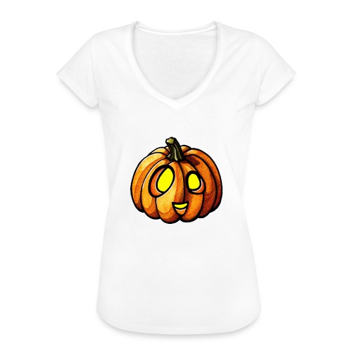 Pumpkin Halloween watercolor scribblesirii - Dame vintage T-shirt