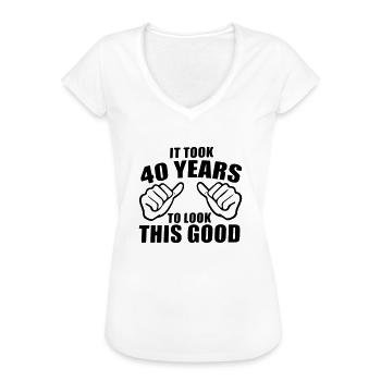 il a fallu 40 ans pour être aussi beau - T-shirt vintage Femme - blanc - Devant