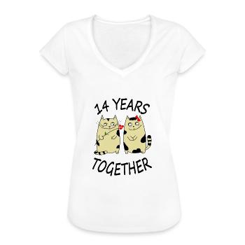 Willst du mit mir zusammen sein 14 Jahre schaffen - Frauen Vintage T-Shirt - Weiß - Vorne