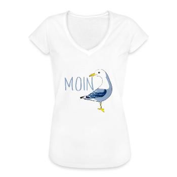 Moin mit Möve - Frauen Vintage T-Shirt - Weiß - Vorne