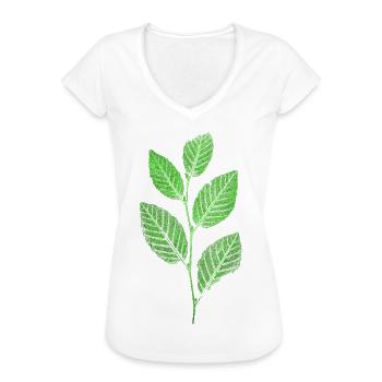 Natur / Wald / Zweig - Buche - Frauen Vintage T-Shirt - Weiß - Vorne