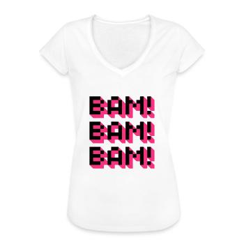 Bam! Bam! Bam! - Frauen Vintage T-Shirt - Weiß - Vorne - Danielle (179cm)