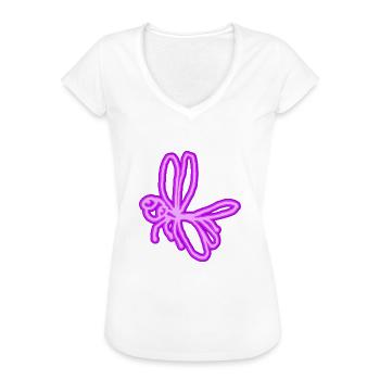 Libellule néon - T-shirt vintage Femme - blanc - Devant - Danielle (179cm)