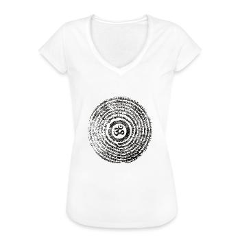 OM tibétain - T-shirt vintage Femme - blanc - Devant - Danielle (179cm)