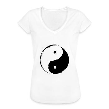 ying_yang_small - T-shirt vintage Femme - blanc - Devant - Danielle (179cm)
