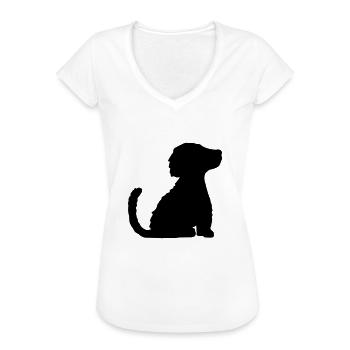 Silhouette of well-behaved sitting dog - Women's Vintage T-Shirt - white - Front - Danielle (179cm)