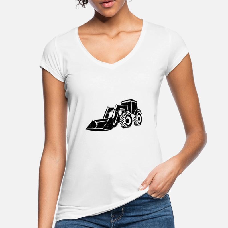 Loading Machine Silhouette Gift Wheel Loader Women's Vintage T-Shirt