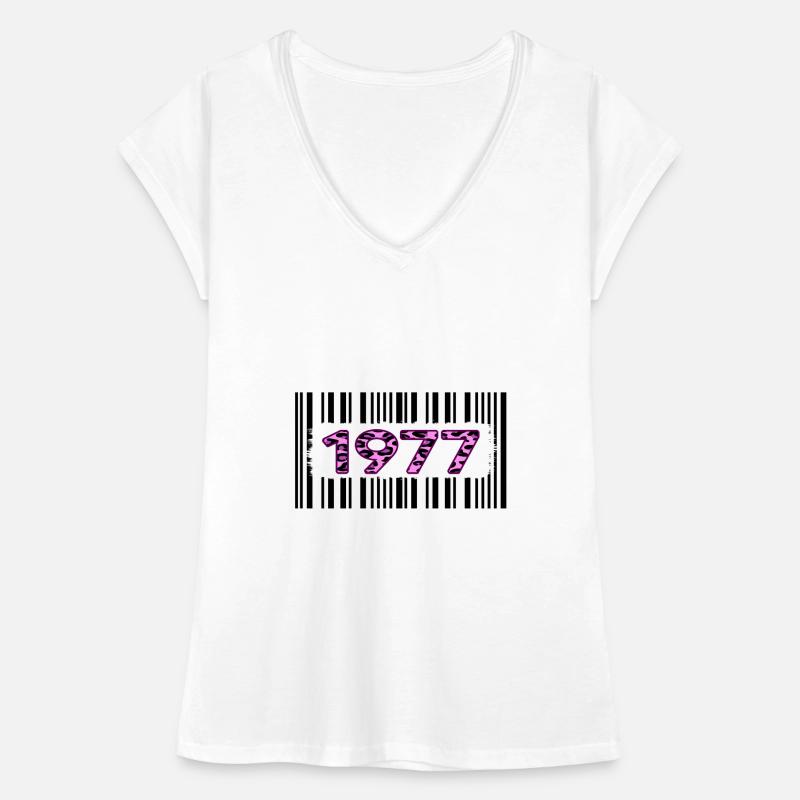 1977 Anniversaire unique rose léopard code-barres T-shirt vintage Femme
