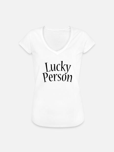 Lucky person - Frauen Vintage T-Shirt - Weiß