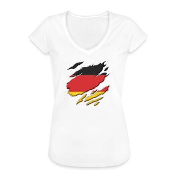 Deutschland Flagge Schwarzrotgold Deutscher Flagge - Frauen Vintage T-Shirt - Weiß - Vorne