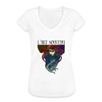 L'Art Nouveau - T-shirt vintage Femme - blanc - Devant - Danielle (179cm)