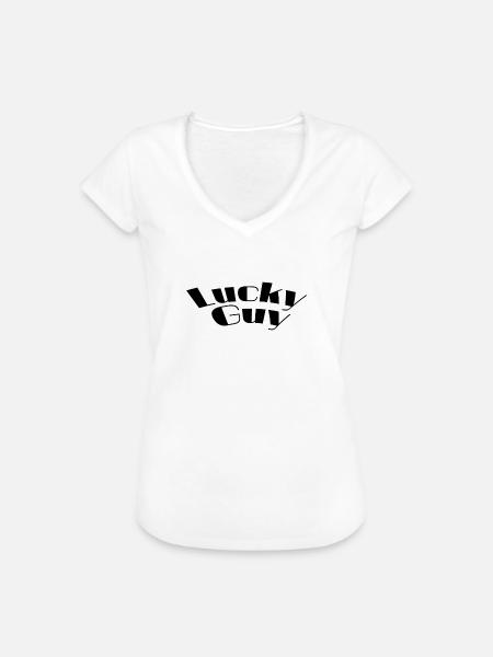 Lucky guy - Frauen Vintage T-Shirt - Weiß
