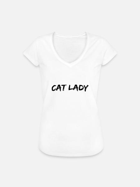 Cat lady - Frauen Vintage T-Shirt - Weiß