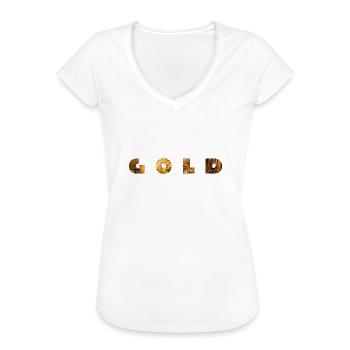 Gold Schrift Logo Style - Frauen Vintage T-Shirt - Weiß - Vorne