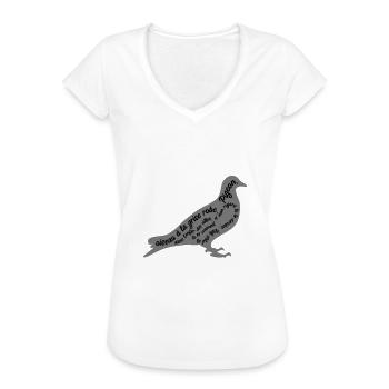C'est arrivé près de chez vous - Poème Pigeon - T-shirt vintage Femme - blanc - Devant - Danielle (179cm)