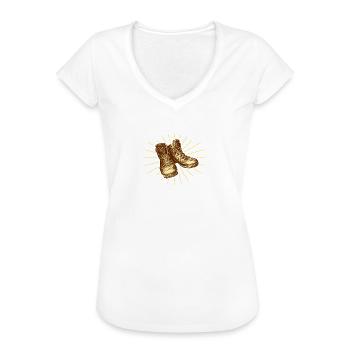 Jakobsweg Schuhe Pilgern - Frauen Vintage T-Shirt - Weiß - Vorne