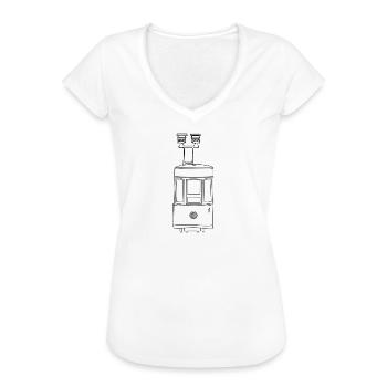 Tram Line-Art (Lisbonne) - T-shirt vintage Femme - blanc - Devant - Danielle (179cm)