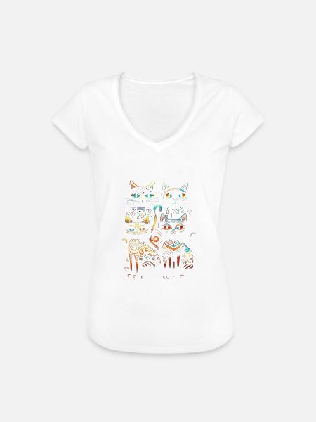 Regenbogen-Katzen - Frauen Vintage T-Shirt - Weiß