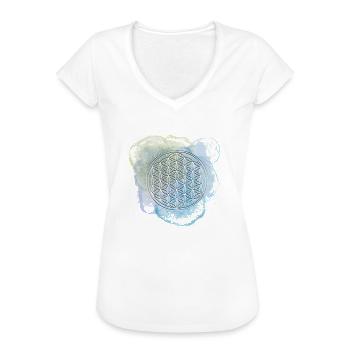 Lebensblume blauglitzernd - Frauen Vintage T-Shirt - Weiß - Vorne