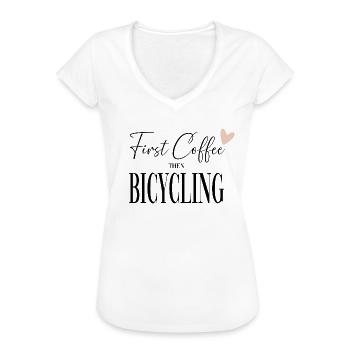 Bicycle Cycling Bike First Coffee Bike Tour - Women's Vintage T-Shirt - white - Front - Danielle (179cm)
