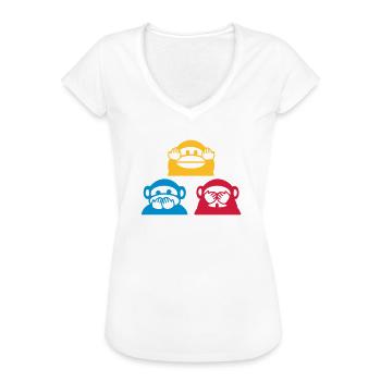 Drei Affen Dreieck - Frauen Vintage T-Shirt - Weiß - Vorne