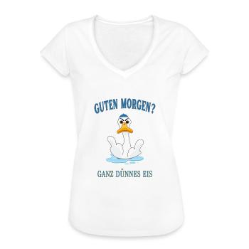 Guten Morgen? Ganz dünnes Eis. - Frauen Vintage T-Shirt - Weiß - Vorne
