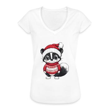 Stinktier Weihnachten - Frauen Vintage T-Shirt - Weiß - Vorne - Danielle (179cm)