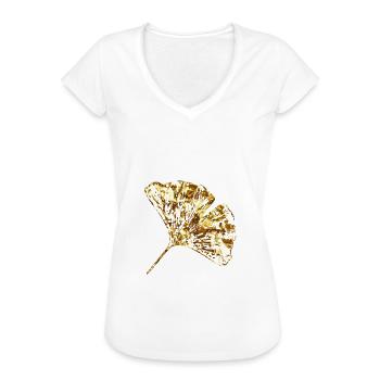 Goldenes Ginkgo Blatt | Ginkgo Biloba Geschenkidee - Frauen Vintage T-Shirt - Weiß - Vorne