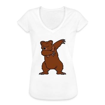 Dabbing Dab dansant ours ours brun - T-shirt vintage Femme - blanc - Devant - Danielle (179cm)