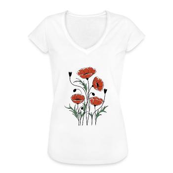 Coquelicots Matisse inspiré - T-shirt vintage Femme - blanc - Devant - Danielle (179cm)