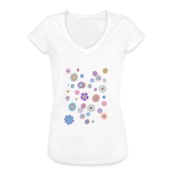 Flower Power Peace & Power Unisex - Frauen Vintage T-Shirt - Weiß - Vorne