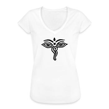 Yeux tibétains - T-shirt vintage Femme - blanc - Devant - Danielle (179cm)