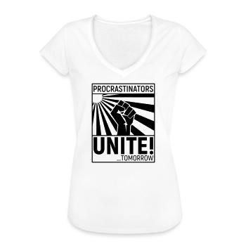 Procrastinators Unite Tomorrow Funny Slogan - Frauen Vintage T-Shirt - Weiß - Vorne - Danielle (179cm)
