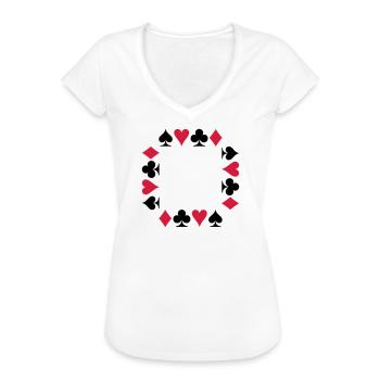 Cartes - Poker - Bridge - T-shirt vintage Femme - blanc - Devant - Danielle (179cm)