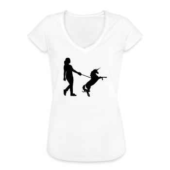 Einhorn Gassi - Einhörner, Haustier, Geschenk - Frauen Vintage T-Shirt - Weiß - Vorne