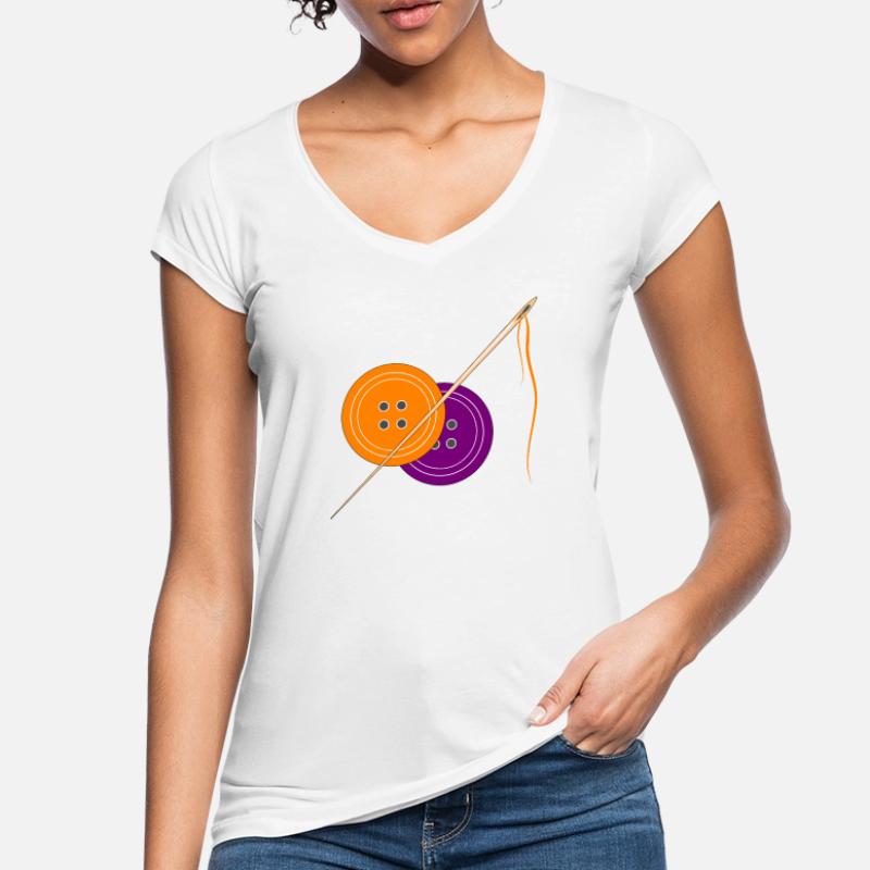 Creative sewing button pattern in vintage style Women's Vintage T-Shirt