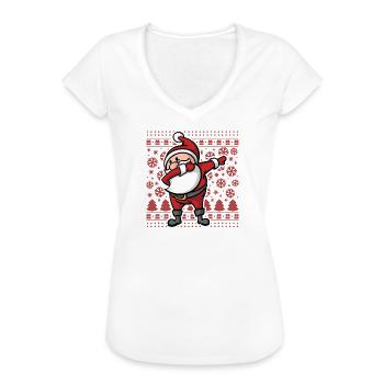 Noël laid Dab Dabbing Père Noël Noël - T-shirt vintage Femme - blanc - Devant - Danielle (179cm)