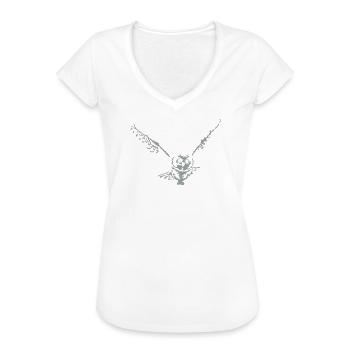 Eule - Frauen Vintage T-Shirt - Weiß - Vorne