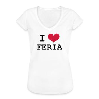 I Love Feria - T-shirt vintage Femme - blanc - Devant - Danielle (179cm)