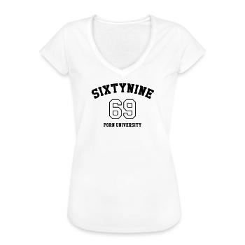 69 Porn University - Frauen Vintage T-Shirt - Weiß - Vorne - Danielle (179cm)